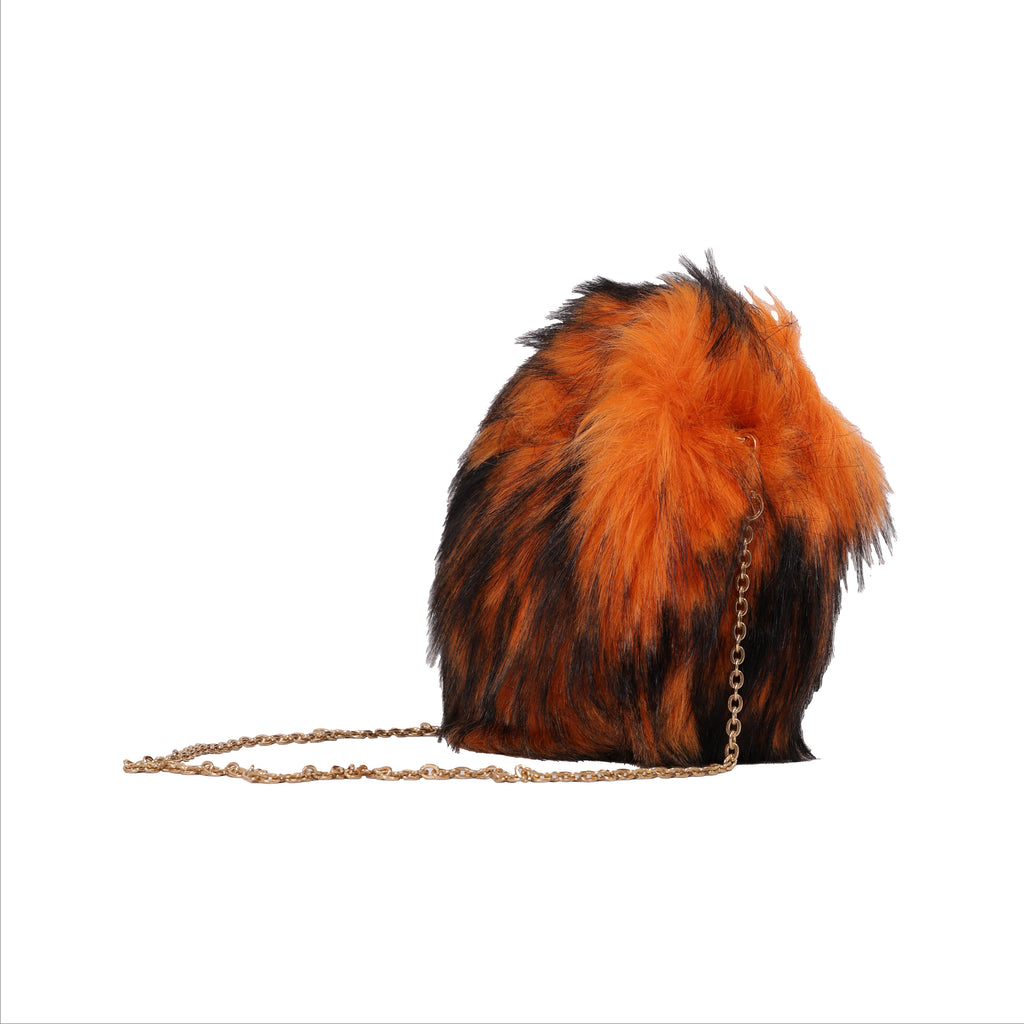 orange fur bag