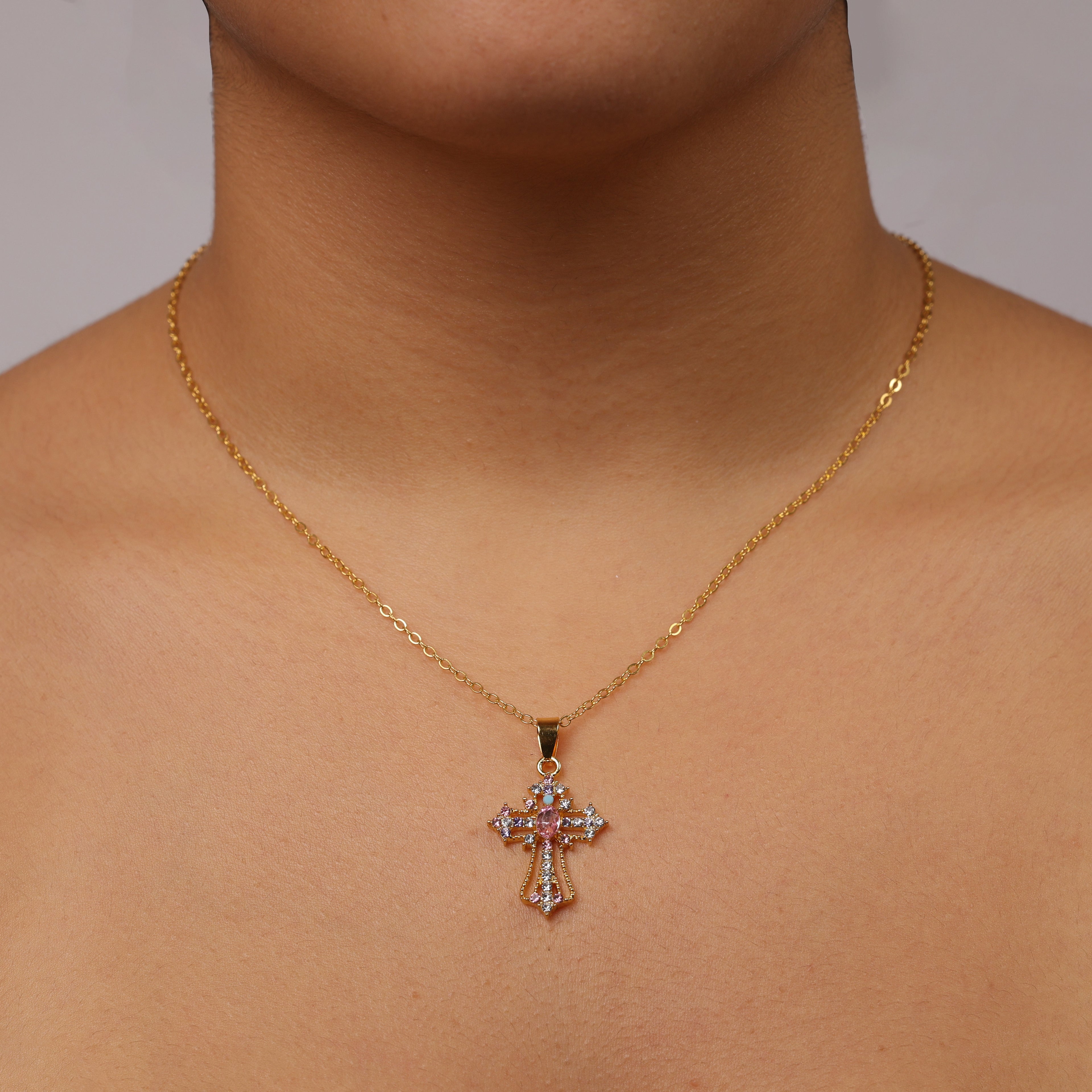 multi colour cross necklace