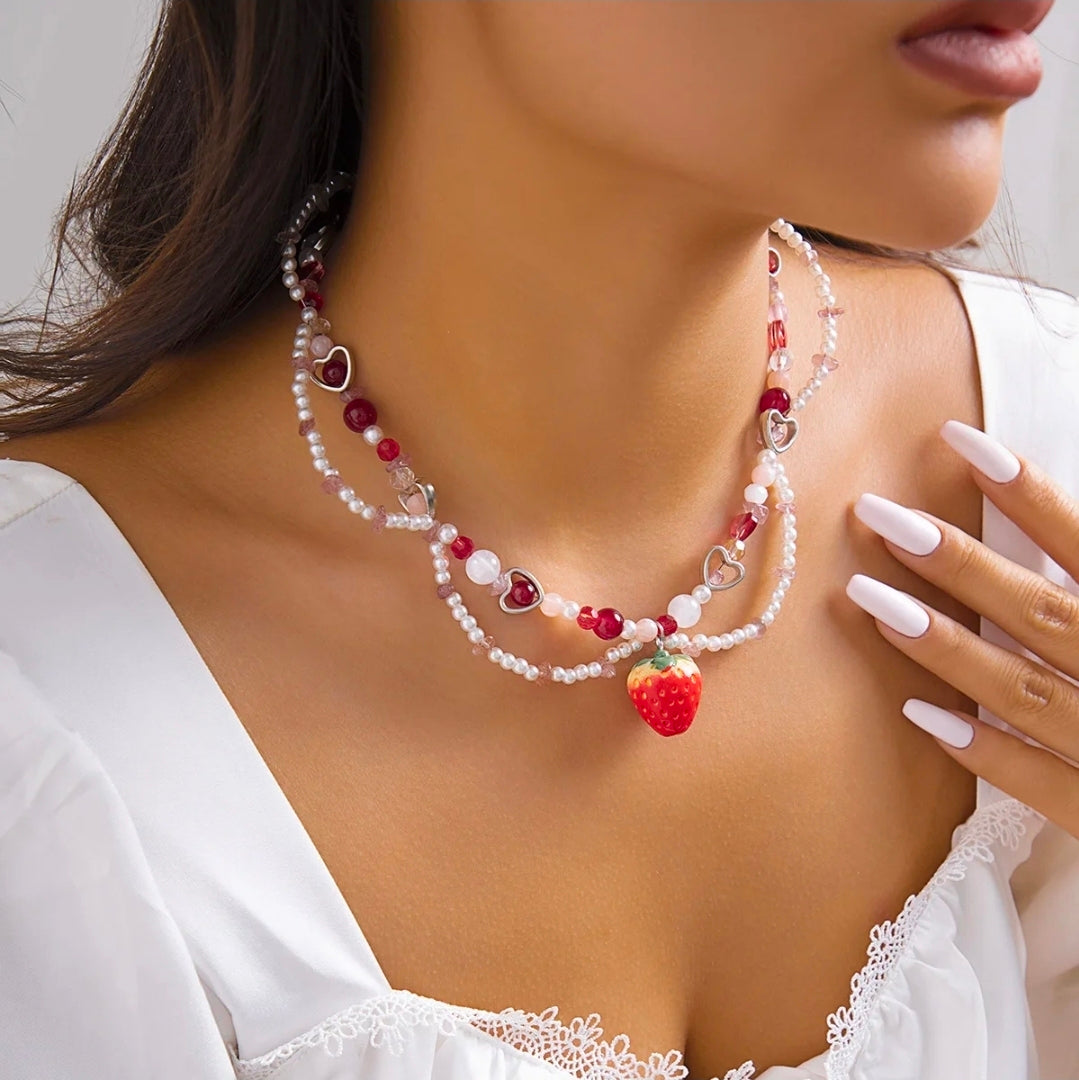 strawberry pearl necklace