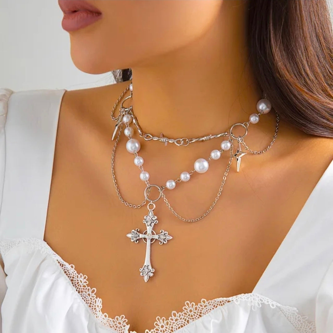 cross pearl necklace