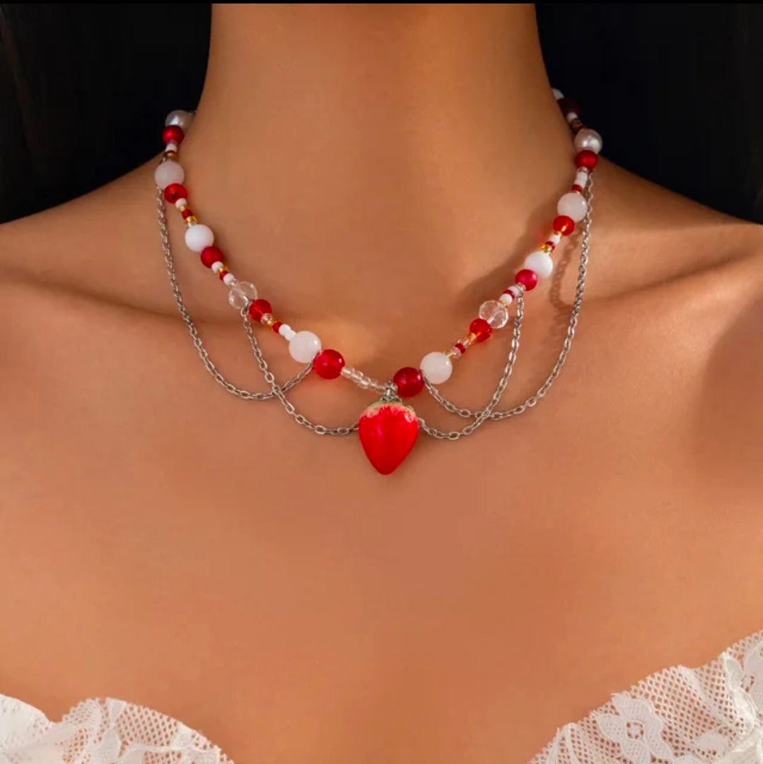 chain strawberry necklace