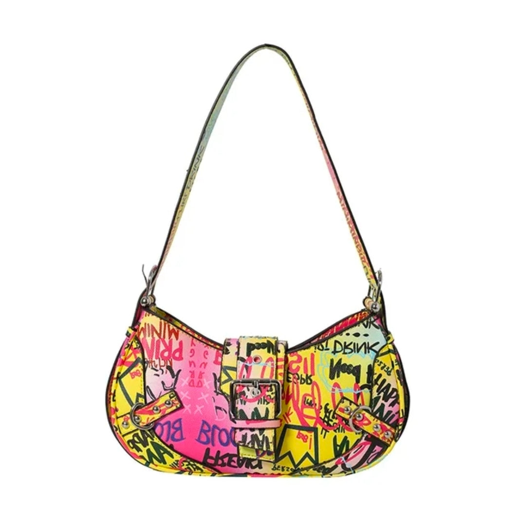 multi colour graffiti bag