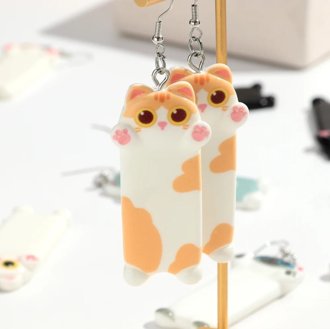 Multicolor cat earrings